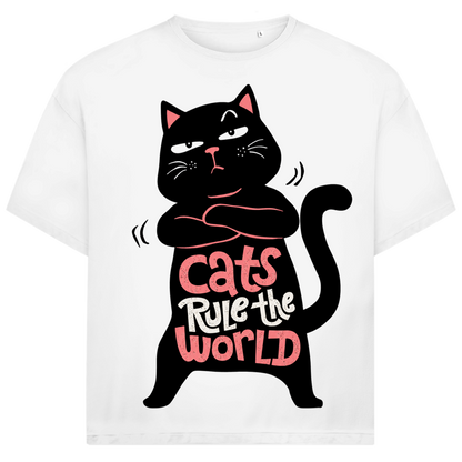 Jack &amp; Jones Herren T-Shirt Cats Rule The World Katze Oversized