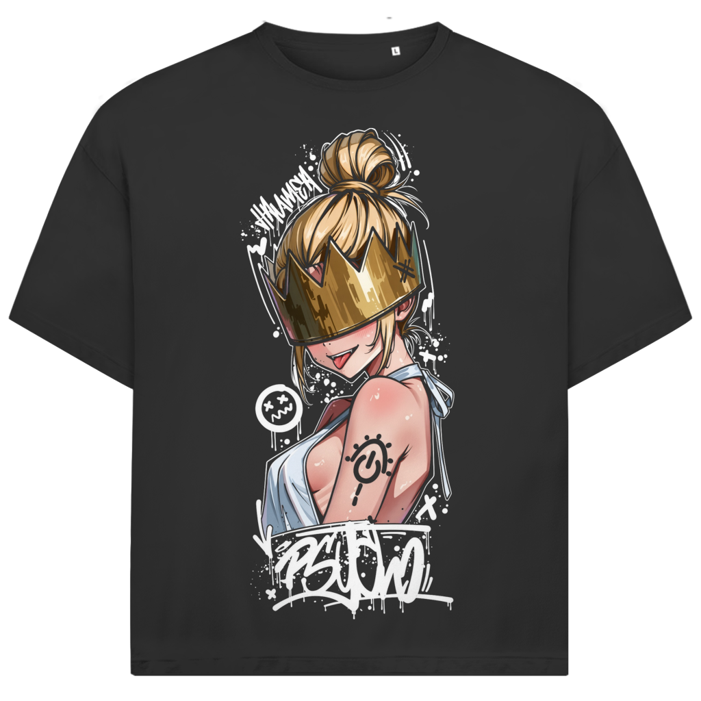 Jack &amp; Jones Herren T-Shirt Psycho Anime Girl Krone Graffiti Oversized