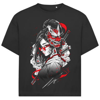 Jack &amp; Jones Herren T-Shirt Samurai Anime Frau Oni Maske Katana Oversized