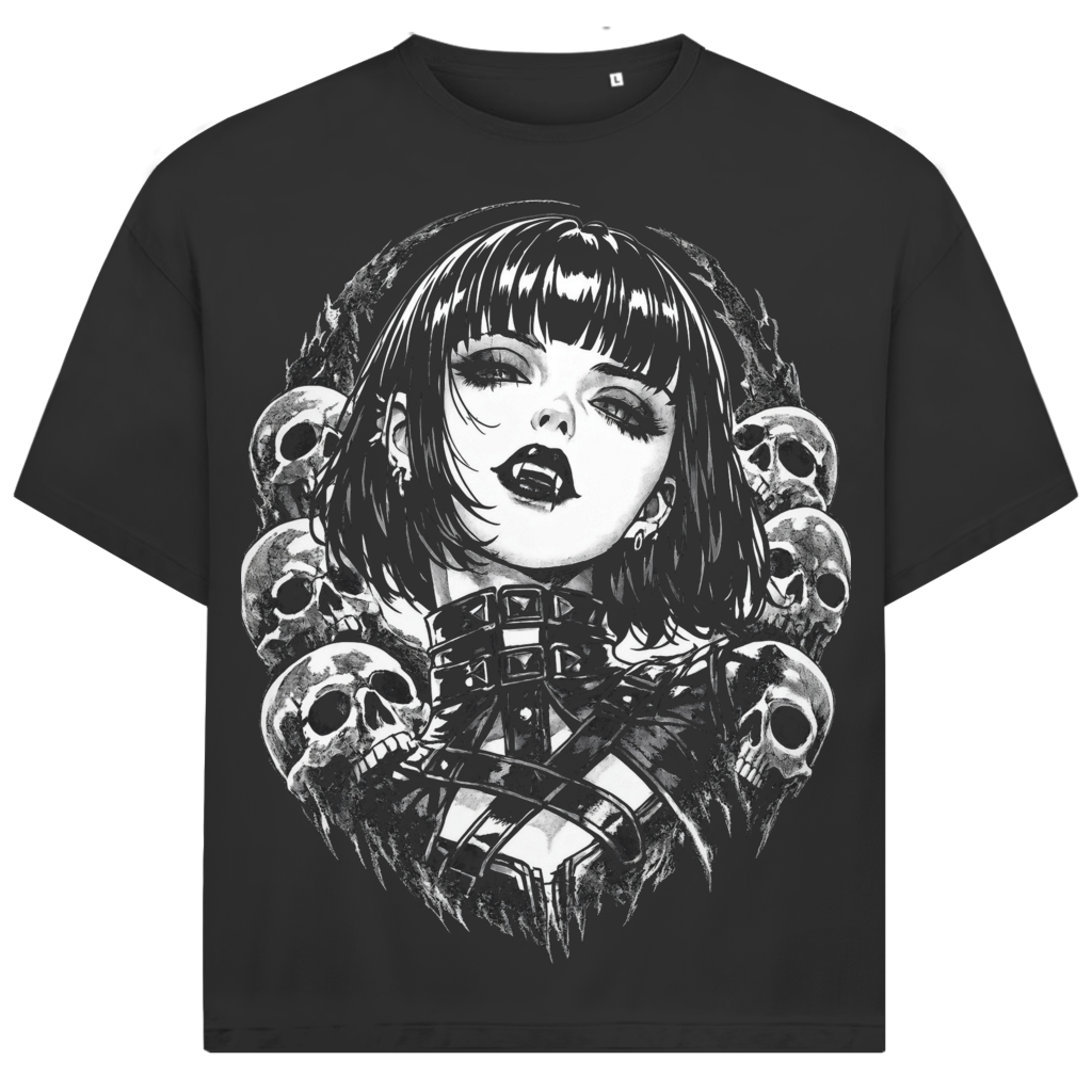 Jack &amp; Jones Herren T-Shirt Gothic Vampir Totenköpfe Oversized