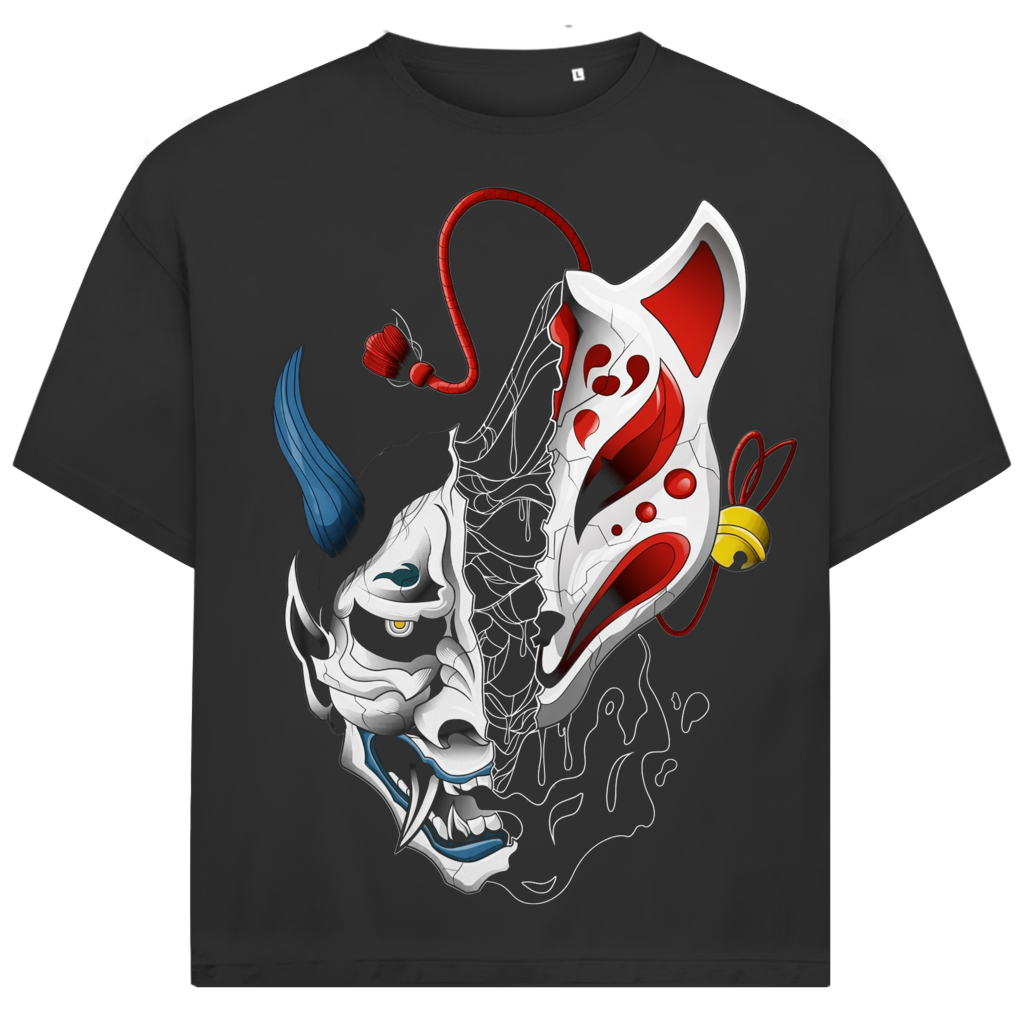Jack &amp; Jones Herren T-Shirt Hannya Kitsune Split Maske Oversized