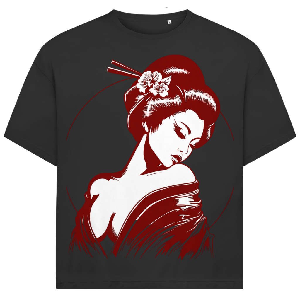 Jack &amp; Jones Herren T-Shirt Rote Geisha Schulterblick Oversized