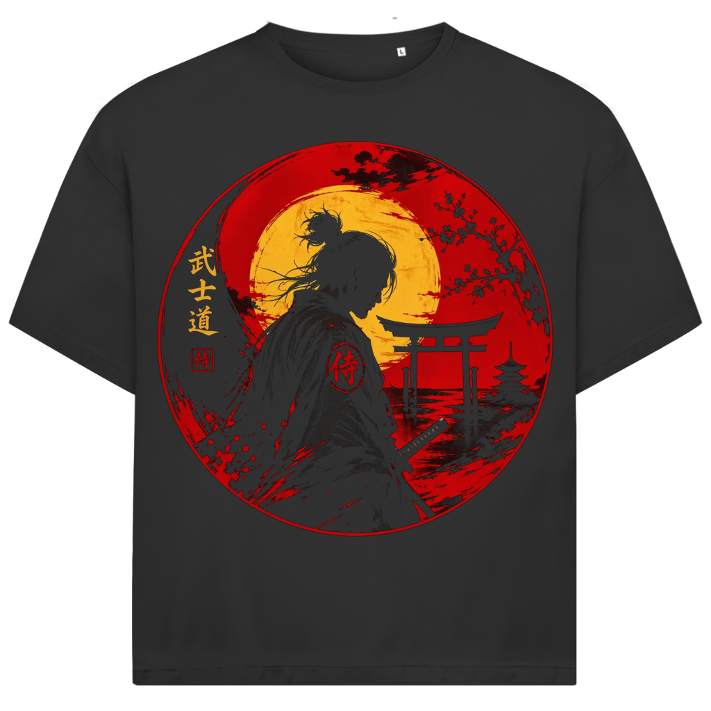Jack &amp; Jones Herren T-Shirt Samurai Bushido Torii Sonne Oversized
