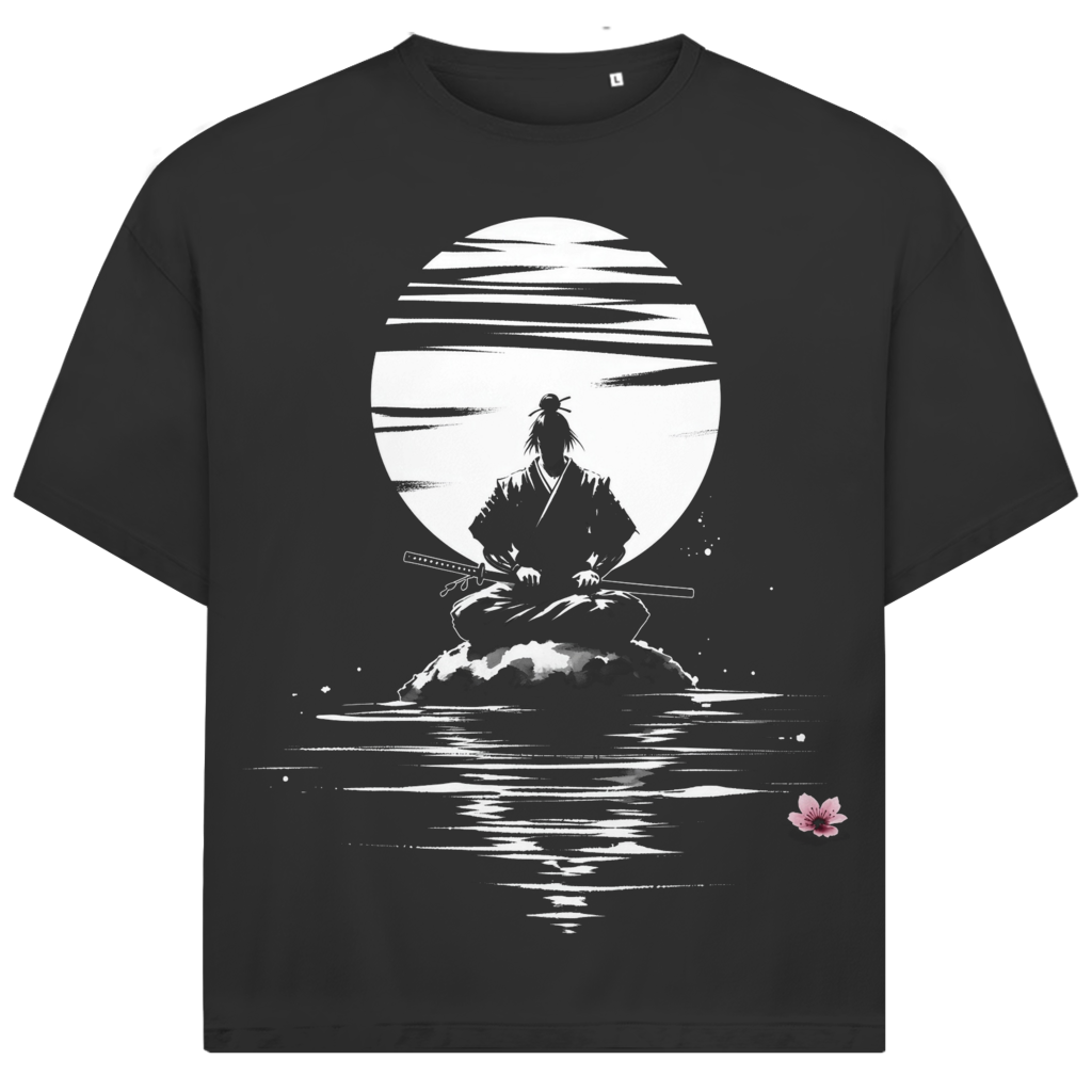 Jack &amp; Jones Herren T-Shirt Meditierender Samurai Mond Sakura Oversized