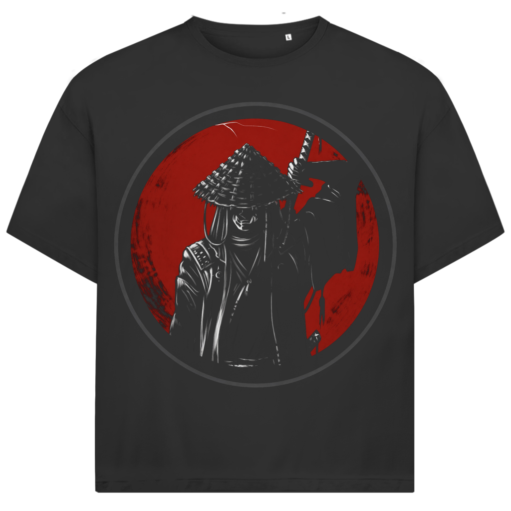 Jack &amp; Jones Herren T-Shirt Samurai Strohhut Schwert Rote Sonne Oversized