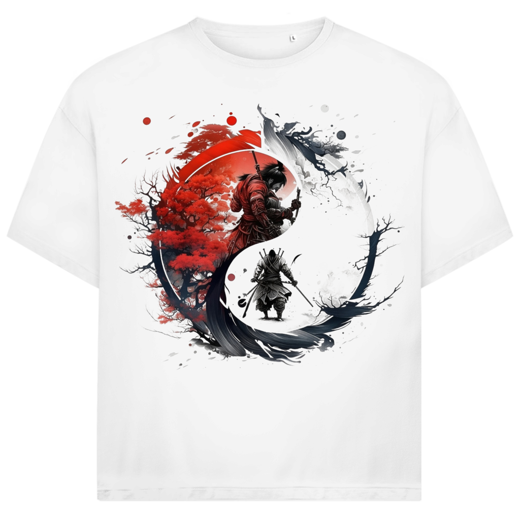 Jack &amp; Jones Herren T-Shirt Samurai Yin Yang Balance Krieger Oversized