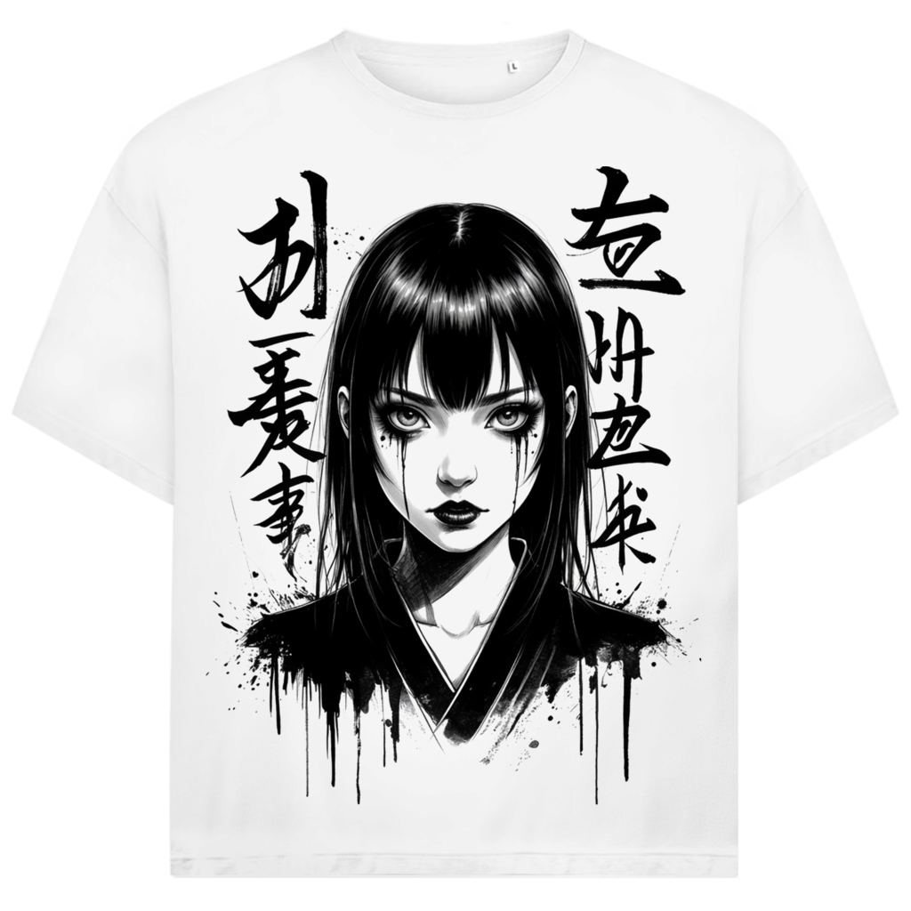 Jack &amp; Jones Herren T-Shirt Tusche Japanerin Kanji Drips Oversized