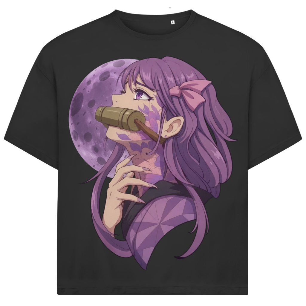 Jack &amp; Jones Herren T-Shirt Purple Moon Anime Frau Blumen Oversized