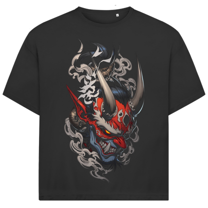 Jack &amp; Jones Herren T-Shirt Rote Oni Maske Dämonenblick Rauch Oversized