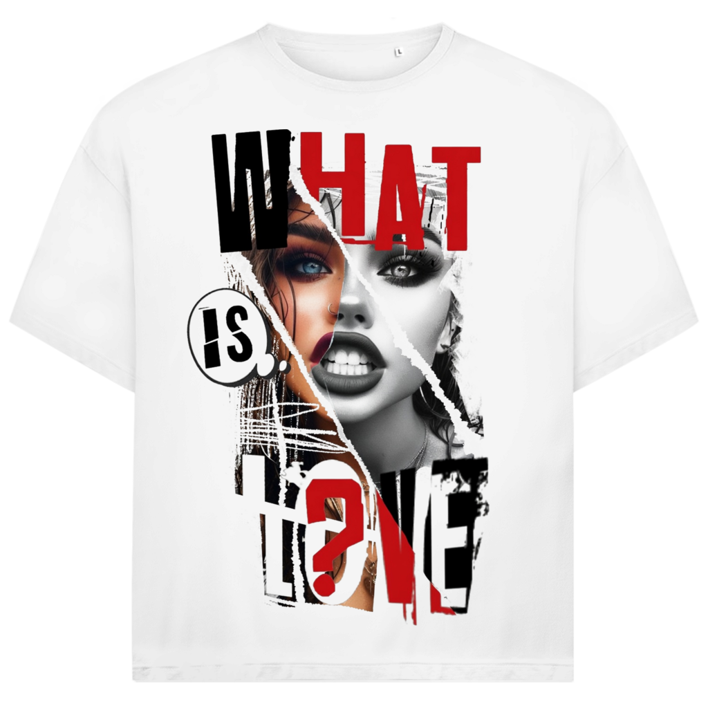 Jack &amp; Jones Herren T-Shirt What Is Love Torn Poster Split Face Oversized