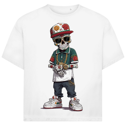 Jack &amp; Jones Herren T-Shirt Sugar Skull Kid Cap Goldkette Streetwear Oversized