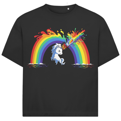 Jack &amp; Jones Herren T-Shirt Regenbogen Einhorn Kettensäge Splatter