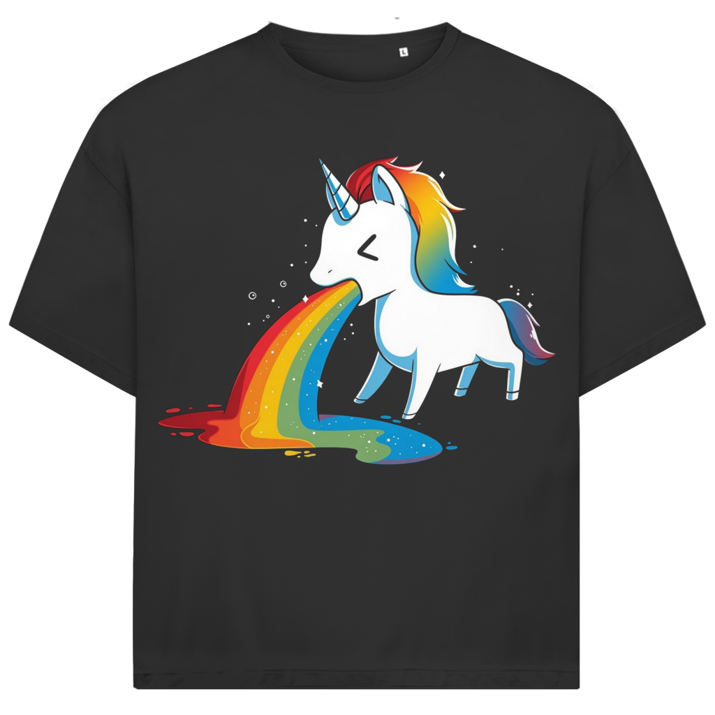 Jack &amp; Jones Herren T-Shirt Einhorn Regenbogen Fontäne Oversized