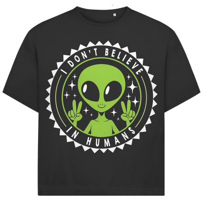 Jack &amp; Jones Herren T-Shirt I Don’t Believe In Humans Alien Badge Oversized