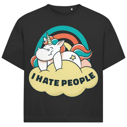 Jack &amp; Jones Herren Shirt I Hate People Einhorn Regenbogen Wolke