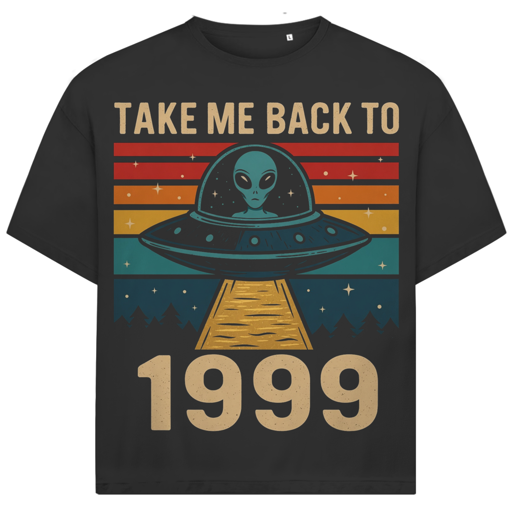 Jack &amp; Jones Herren T-Shirt Retro Alien UFO 1999 Back To Vintage Oversized