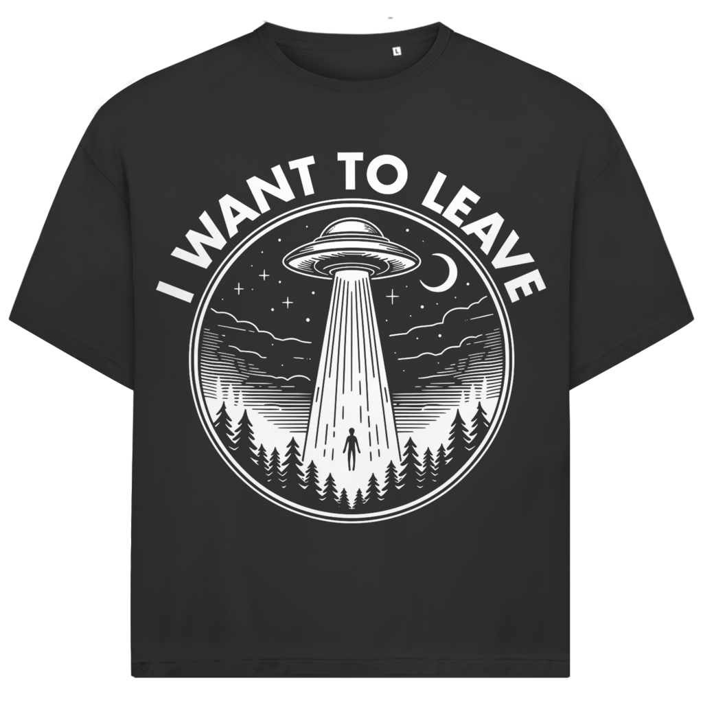 Jack &amp; Jones Herren T-Shirt I Want To Leave UFO Abduction Forest Oversized
