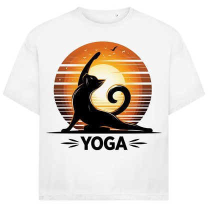 Jack &amp; Jones Herren T-Shirt Yoga Katze Sonnenuntergang Zen Silhouette