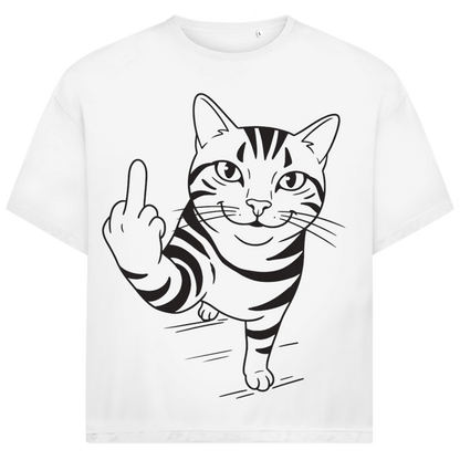 Jack &amp; Jones Herren T-Shirt Freche Katze Mittelfinger Oversized