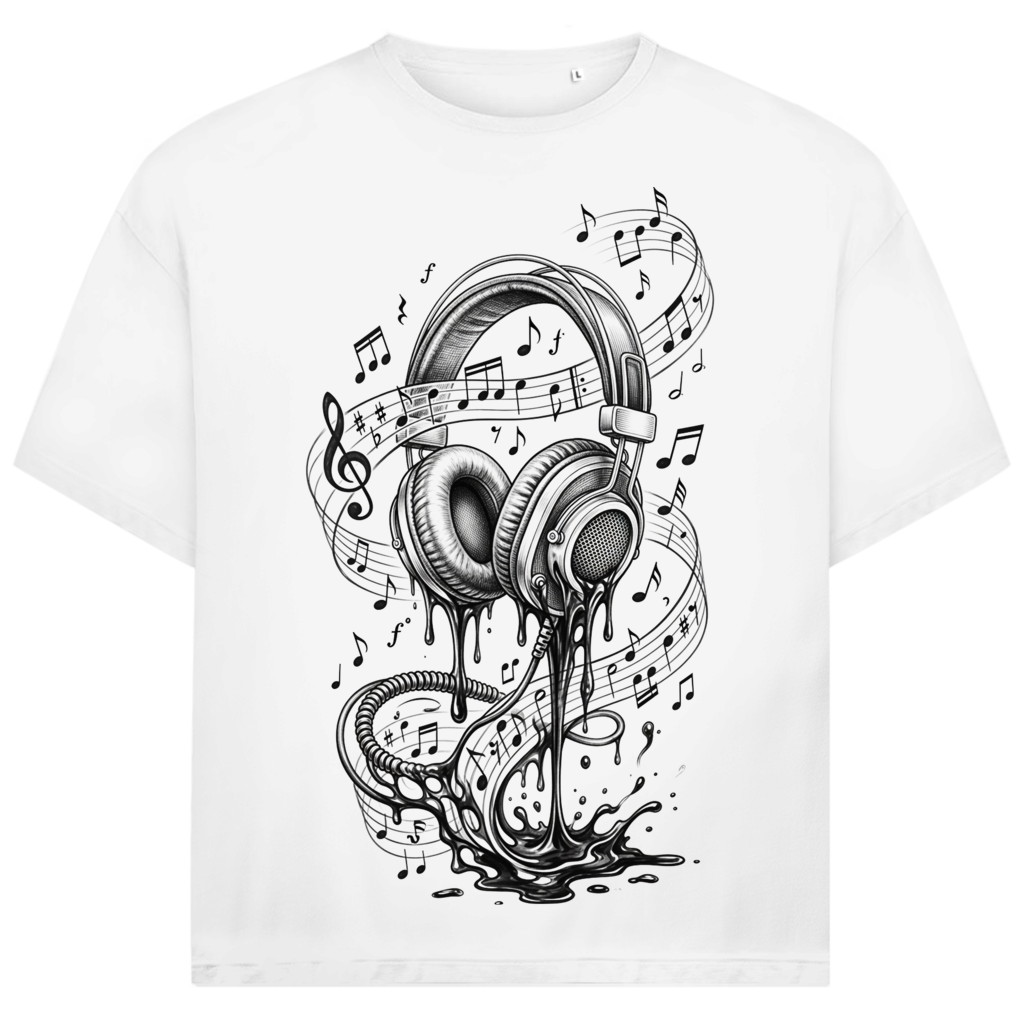 Jack &amp; Jones Herren T-Shirt Kopfhörer Musiknoten Ink Drip Oversized