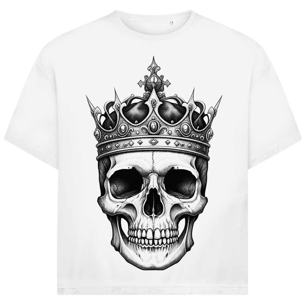 Jack &amp; Jones Herren T-Shirt Gekrönter Totenkopf Skelettkönig Oversized