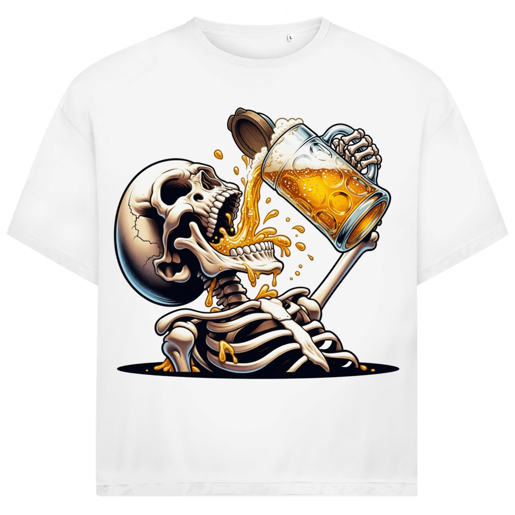 Jack &amp; Jones Herren T-Shirt Skelett mit Maß Bier Bierkrug Oversized