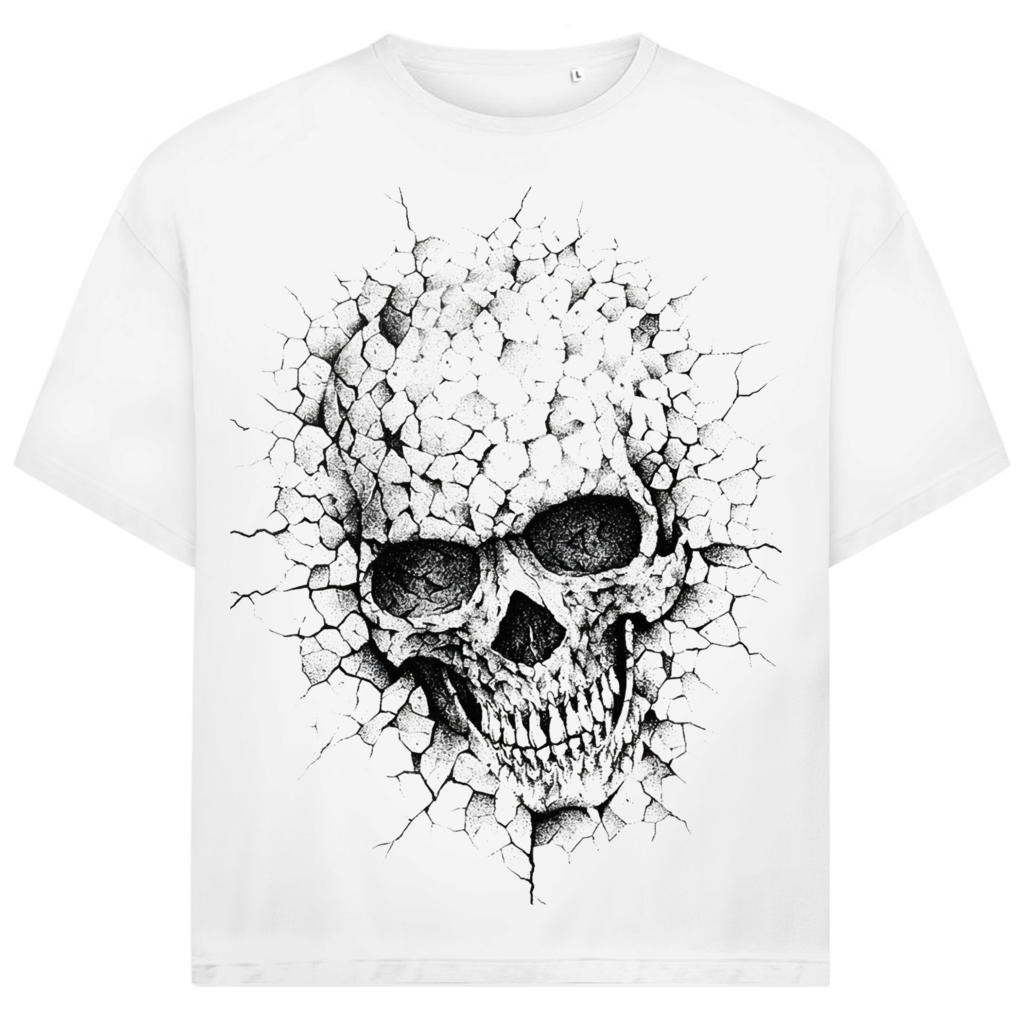 Jack &amp; Jones Herren T-Shirt Totenkopf Rissige Struktur Cracked Skull