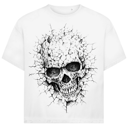Jack &amp; Jones Herren T-Shirt Totenkopf Rissige Struktur Cracked Skull