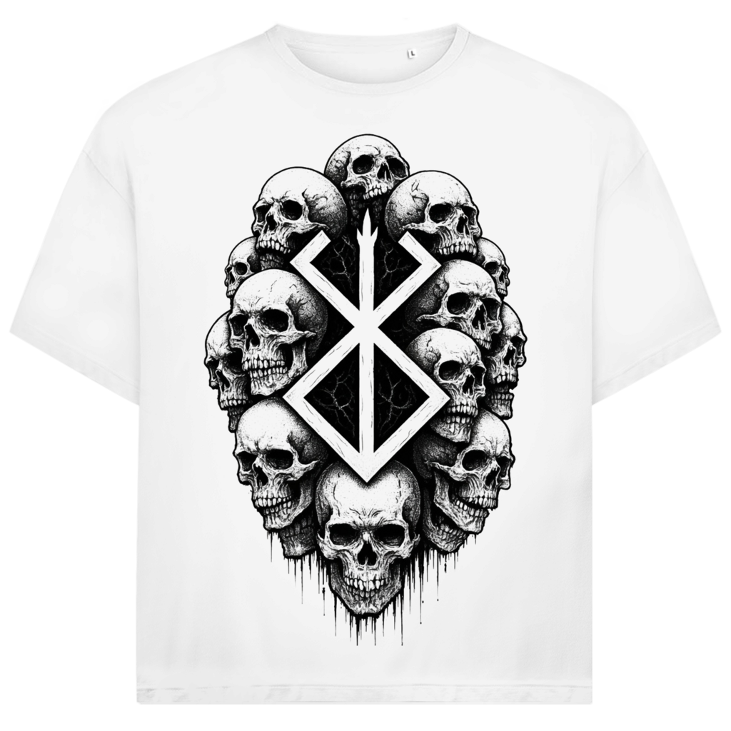 Jack &amp; Jones Herren T-Shirt Totenkopf Emblem Brand of Sacrifice Oversized