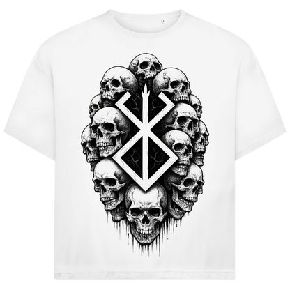 Jack &amp; Jones Herren T-Shirt Totenkopf Emblem Brand of Sacrifice Oversized