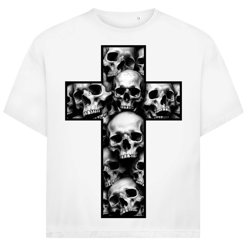 Jack &amp; Jones Herren T-Shirt Totenkopf Kreuz Skull Muster Oversized