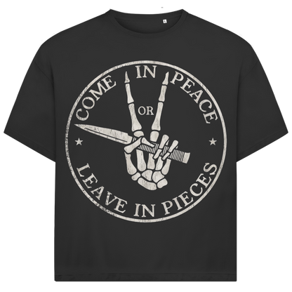 Jack &amp; Jones Herren T-Shirt Come In Peace Leave In Pieces Skeleton Hand