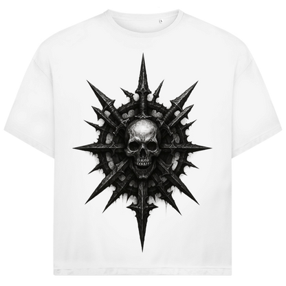 Jack &amp; Jones Herren T-Shirt Totenkopf Stacheln Klingen Emblem Oversized