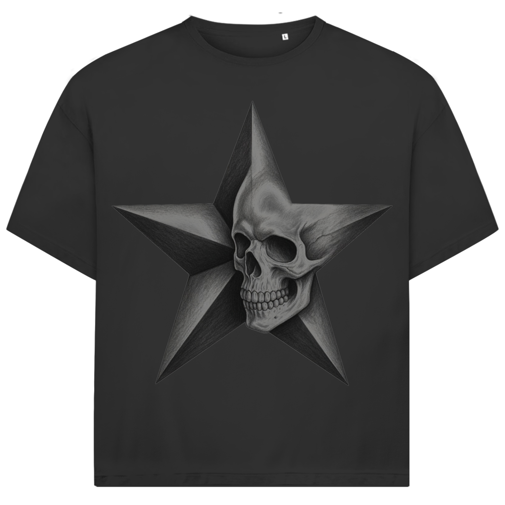 Jack &amp; Jones Herren T-Shirt Totenkopf Stern Graphit Skull Oversized