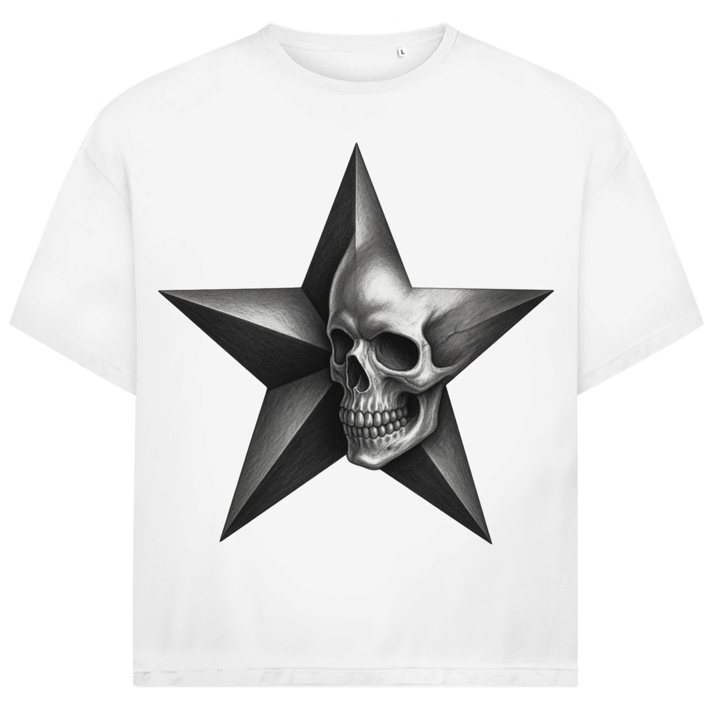 Jack &amp; Jones Herren T-Shirt Totenkopf Stern Graphit Skull Oversized