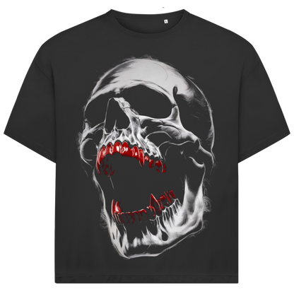 Jack &amp; Jones Herren T-Shirt Schreiender Totenkopf Rote Zähne Oversized