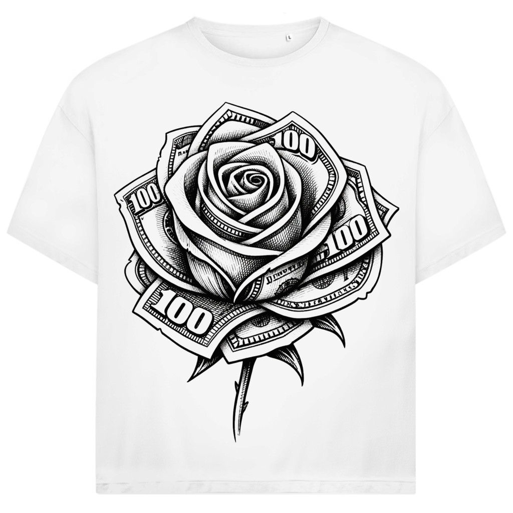 Jack &amp; Jones Herren T-Shirt Geld Rose 100 Dollar Schein Oversized