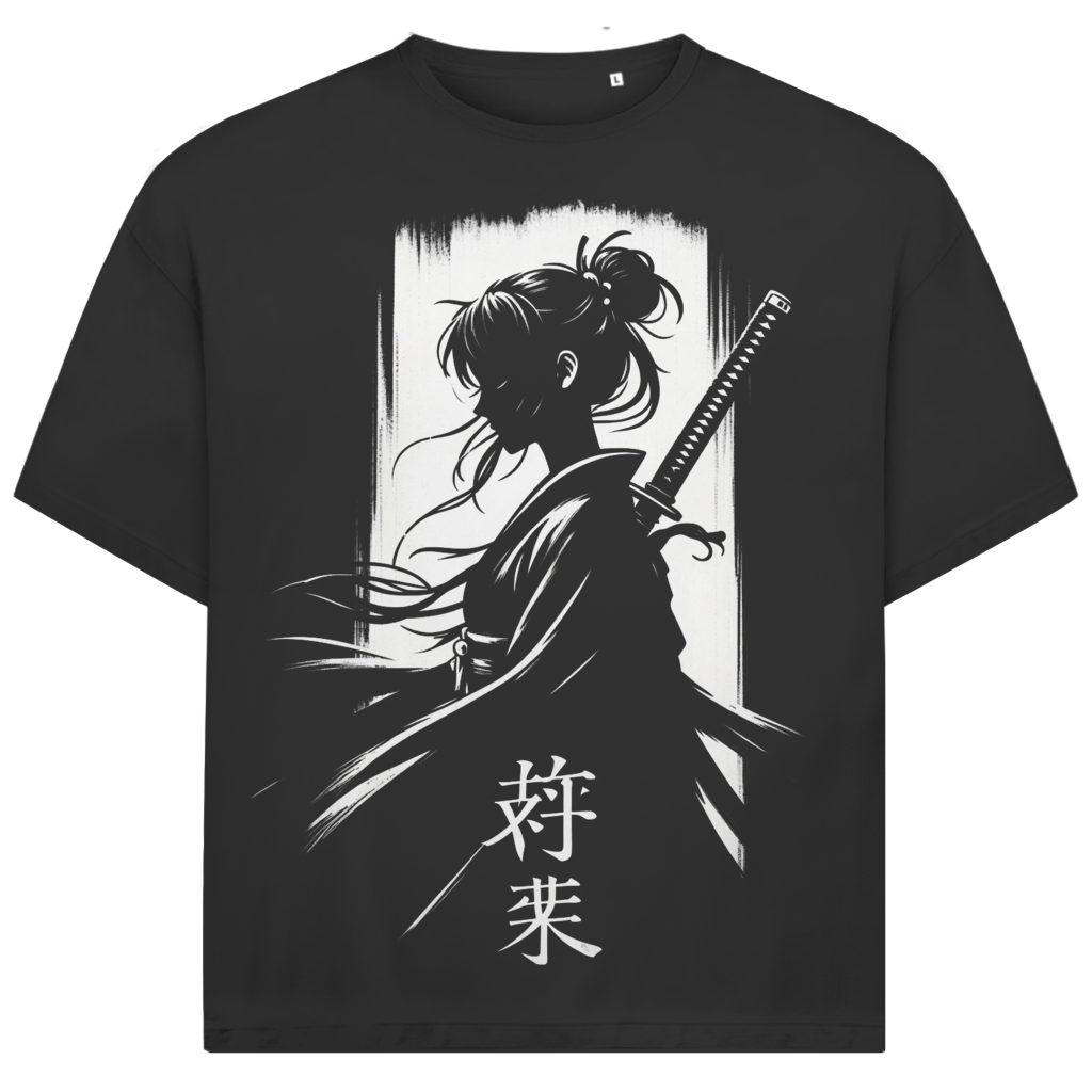 Jack &amp; Jones Herren T-Shirt Samurai Silhouette Katana Japan Kanji Oversized