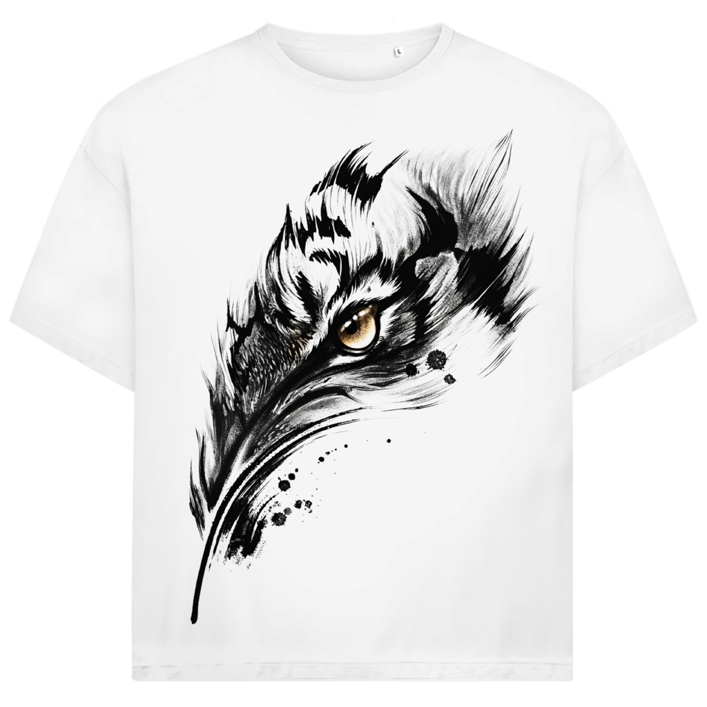 Jack &amp; Jones Herren T-Shirt Tiger Auge Feder Ink Art Oversized