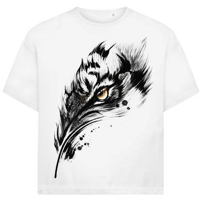 Jack &amp; Jones Herren T-Shirt Tiger Auge Feder Ink Art Oversized