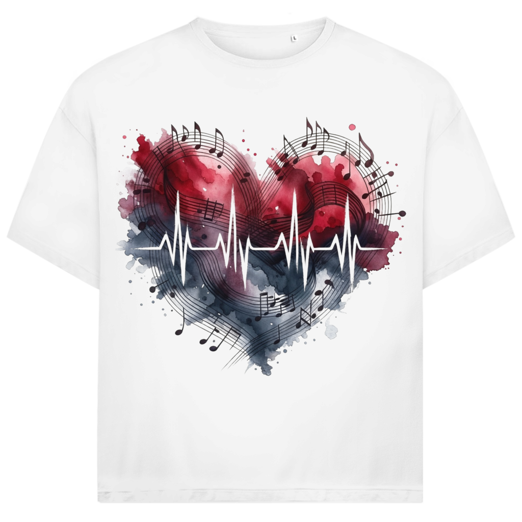 Jack &amp; Jones Herren T-Shirt Musik Herzschlag Aquarell Herz Oversized