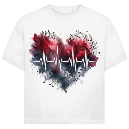 Jack &amp; Jones Herren T-Shirt Musik Herzschlag Aquarell Herz Oversized