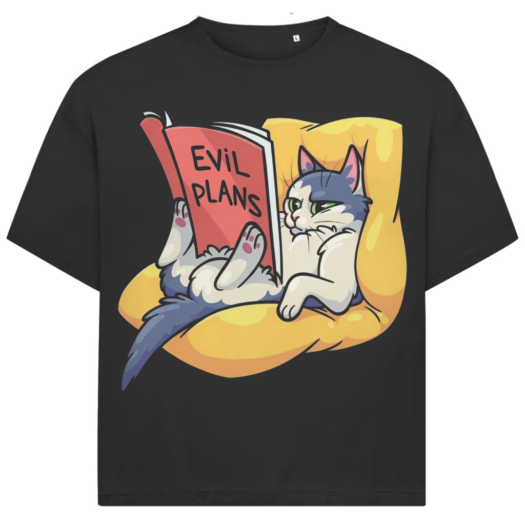 Jack &amp; Jones Herren T-Shirt Böse Katzenpläne Lesende Katze Evil Plans
