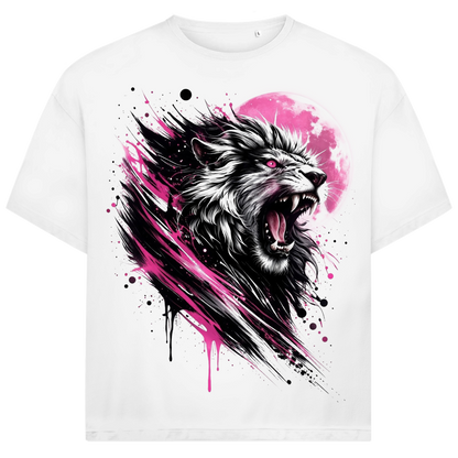 Jack &amp; Jones Herren T-Shirt Aggressiver Löwe Pink Moon Splash Oversized