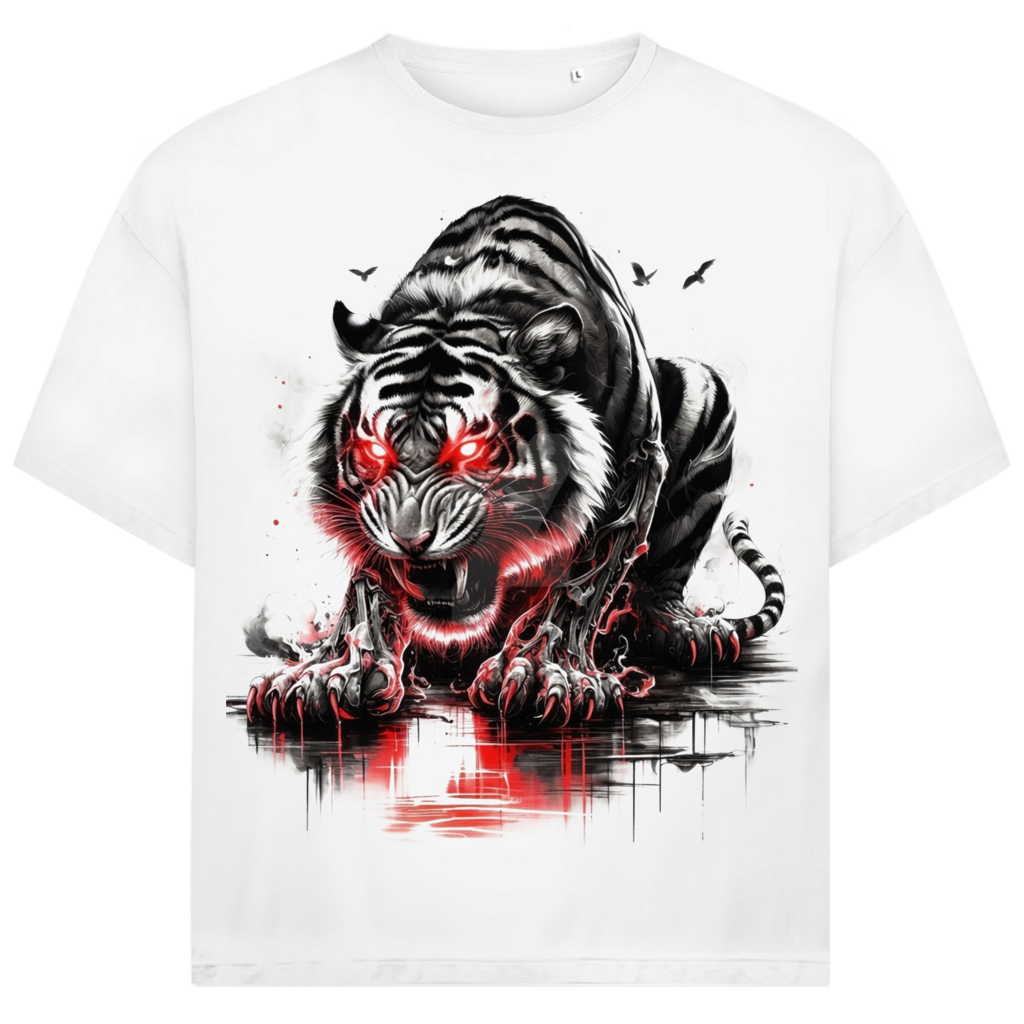 Jack &amp; Jones Herren T-Shirt Wütender Tiger Rote Augen Oversized