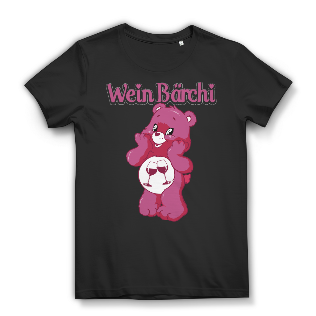 Wein Bärchi Damen Shirt - lustiges Glücksbärchi Weintrinkerin Funshirt Black