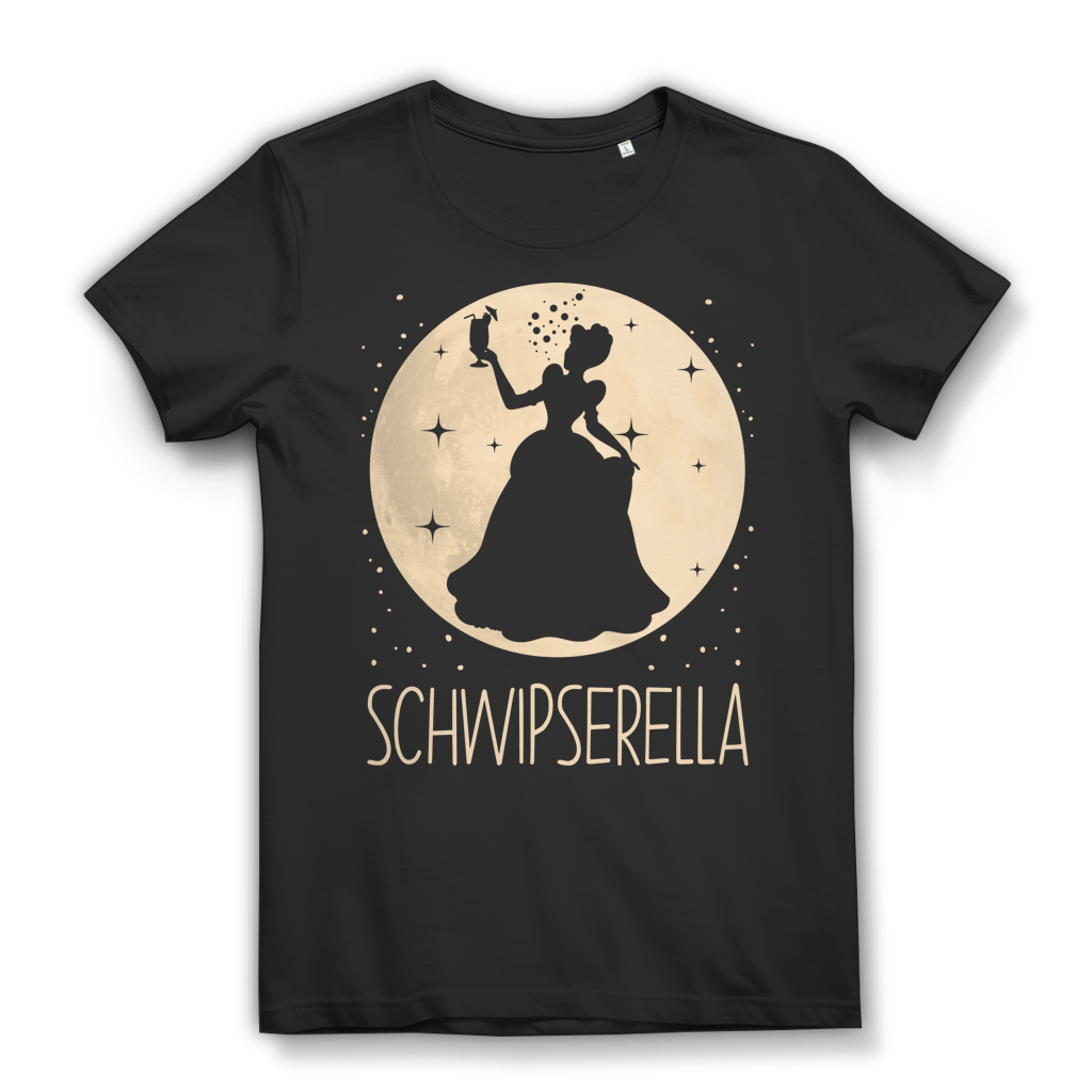 Schwipserella Cinderella Mond Prinzessin - Damen Premium Bio T-Shirt Black
