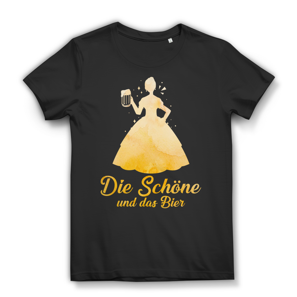 Die Schöne und das Bier Prinzessin Märchen - Damen Premium Bio T-Shirt Black
