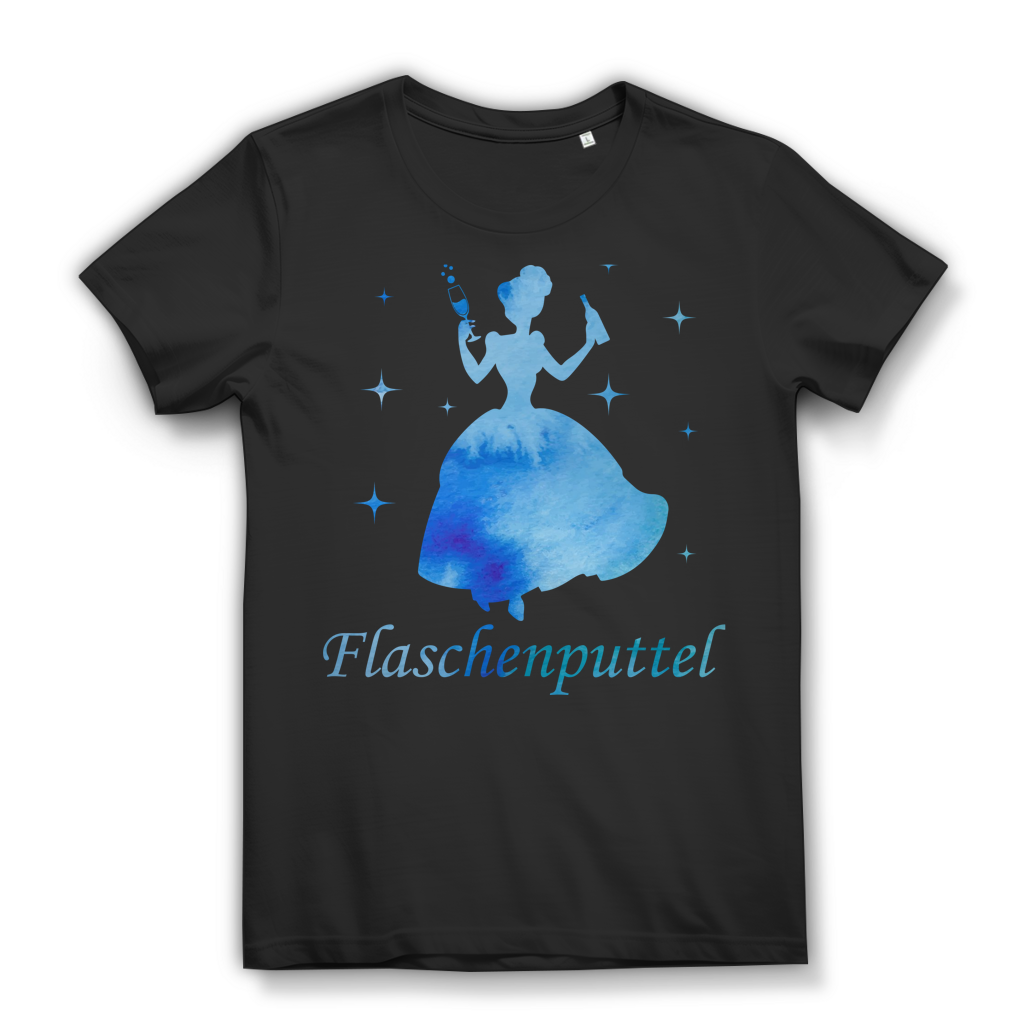 Flaschenputtel Aschenputtel Prinzessin Aquarell Blau - Damen Premium Bio T-Shirt Schwarz Black