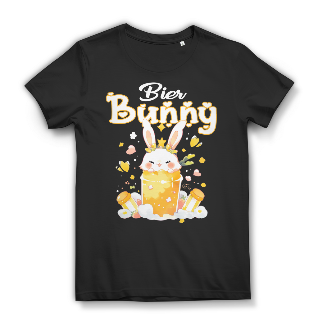 Bier Bunny Hase Hässchen - Damen Premium Bio T-Shirt Schwarz Black